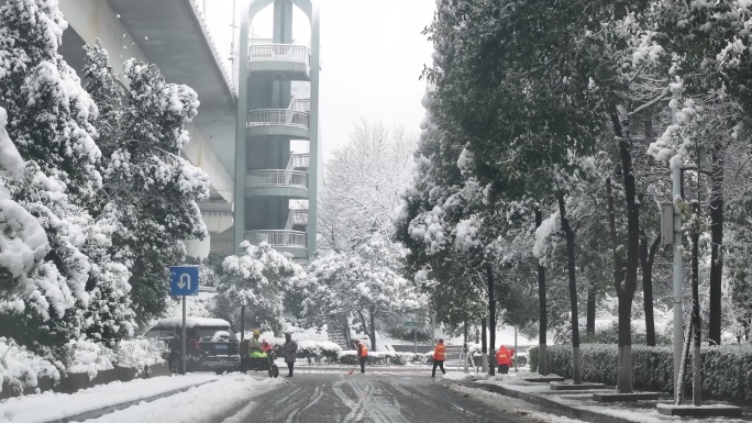 2024龙年湖南长沙初雪志愿者马路除雪