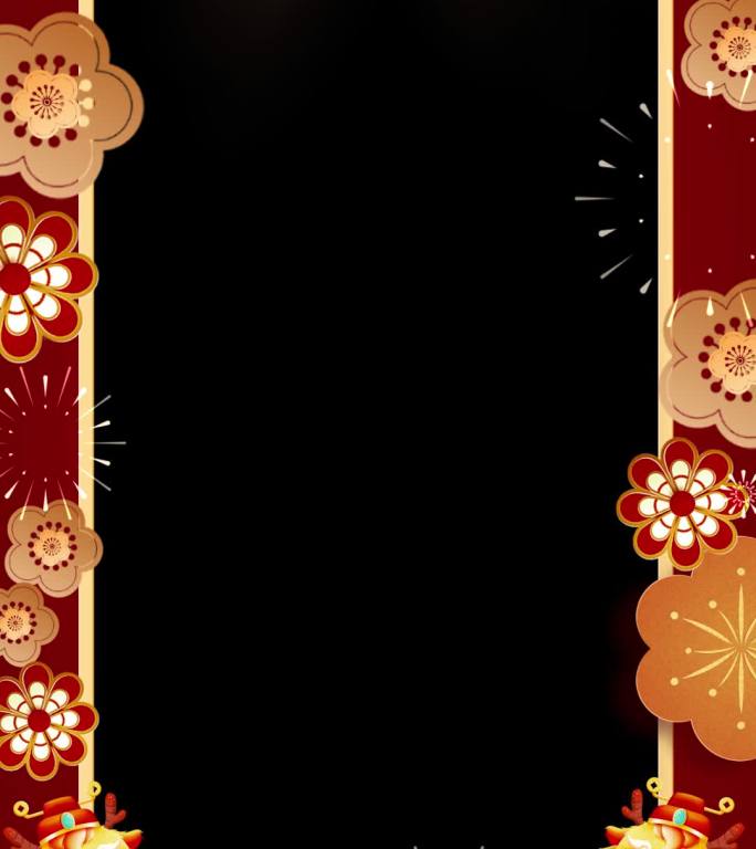 竖屏龙年春节视频框透明通道