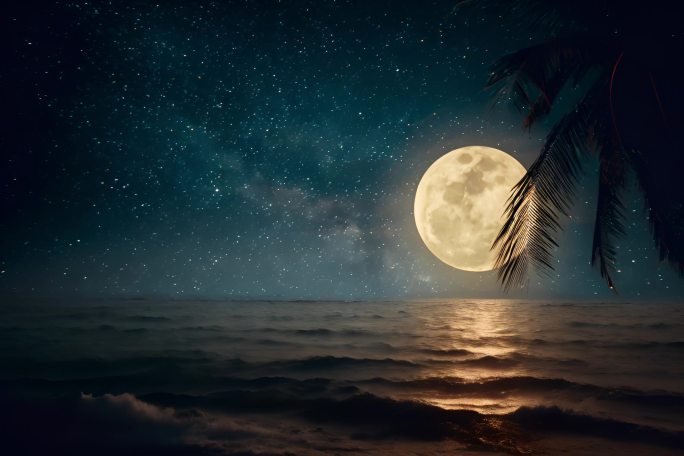 海上明月月亮中秋思念思乡海上明月共潮生