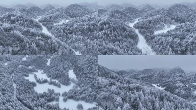 航拍山区雪景4K