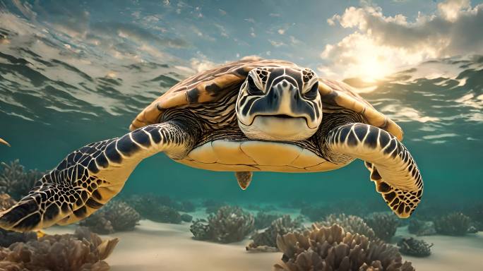 海水里的海龟
