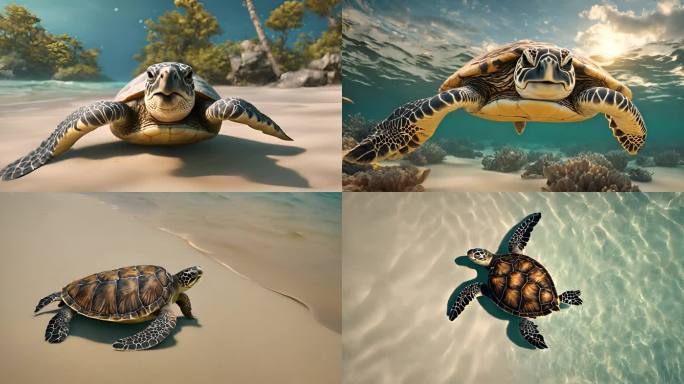 海水里的海龟