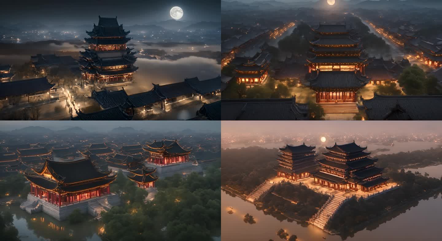 中式首都建筑夜晚夜景不夜城
