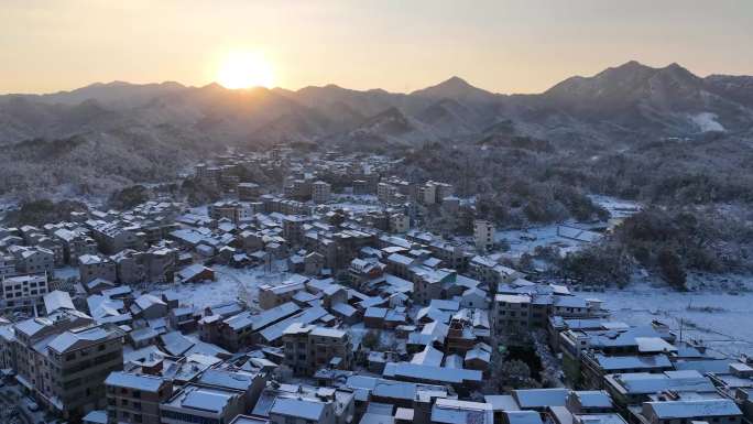 永康西溪石江村雪景航拍