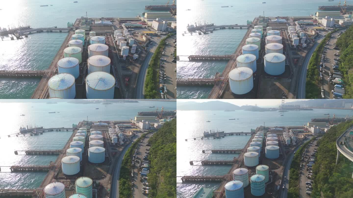 香港青衣的油罐无人机视图