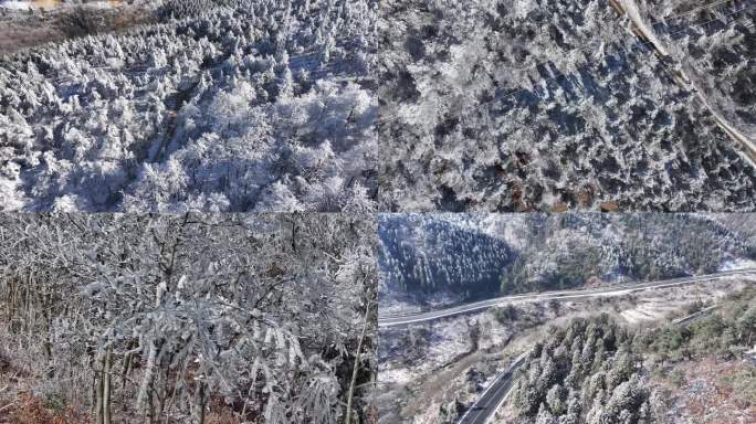 航拍四明山雾凇雪景