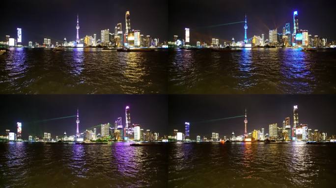 上海 建筑 射灯 灯光秀 夜景 黄浦江