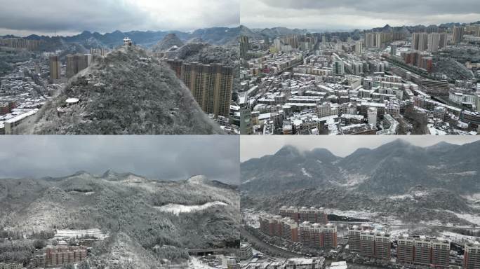 城市雪景、远山雪景