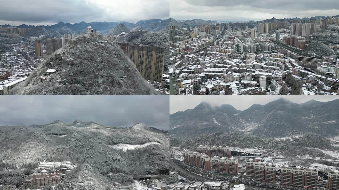 城市雪景、远山雪景