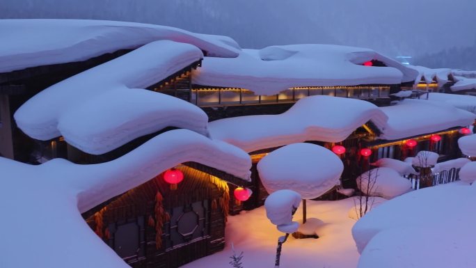 雪乡的夜景，童话般的世界