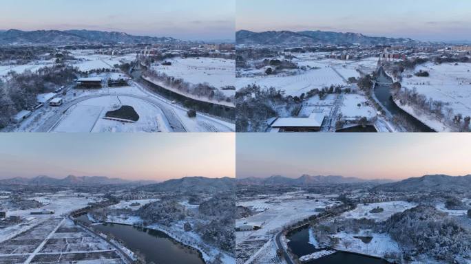 永康西溪寺口村雪景航拍