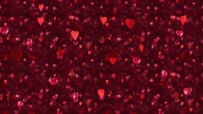 爱的心组合循环瓷砖下降背景。这个浪漫的3d动画情人节是循环和平铺。