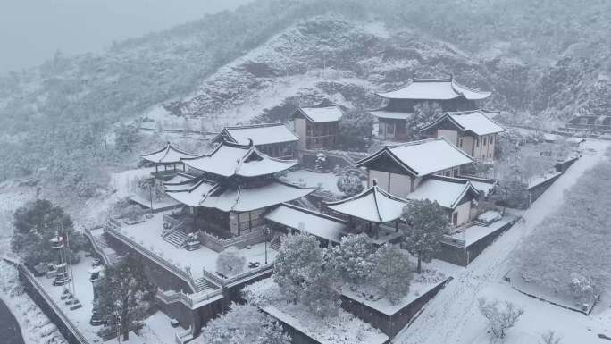 永康普明禅寺雪景航拍