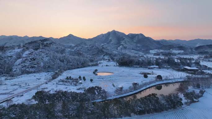 永康西山村雪景航拍