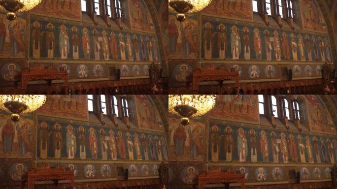 索菲亚圣乔治神庙内部的艺术壁画。