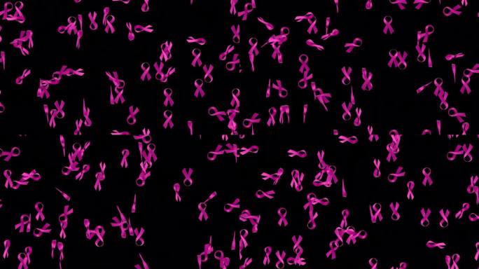 癌症乳房符号循环瓷砖漩涡与alpha。这个带有alpha通道的3d动画是可循环和可平铺的