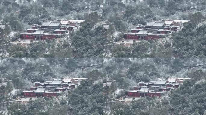 航拍于都碧玉禅寺2024年雪景