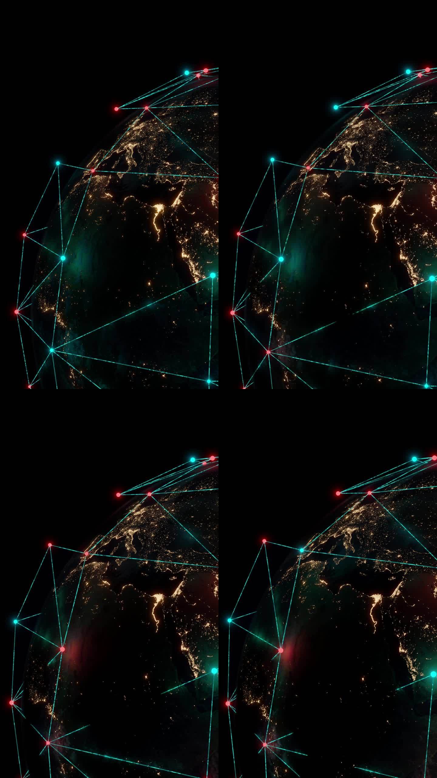 夜间地球卫星网络的垂直近景