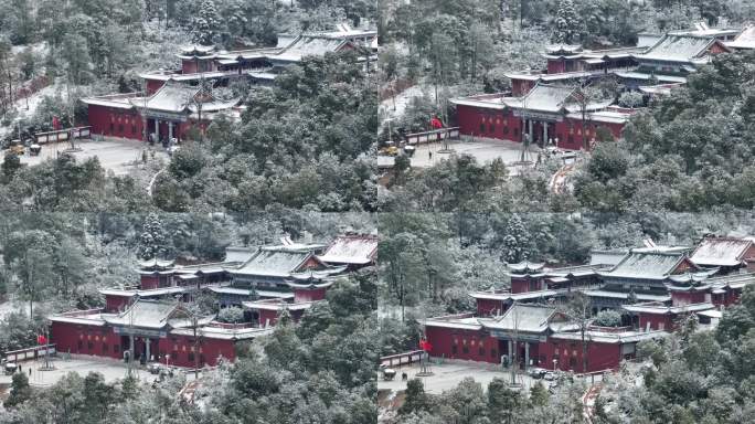 航拍于都碧玉禅寺2024年雪景