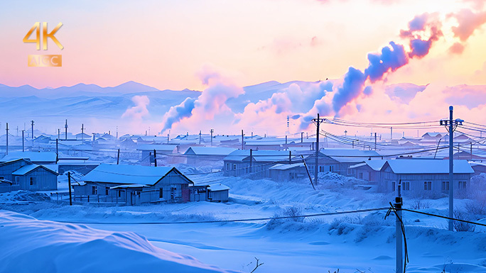 大雪纷飞 东北雪景 冬季乡村美景 雪乡