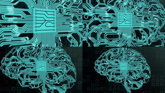 印制电路板以人脑的形式跳动并被绘制出来