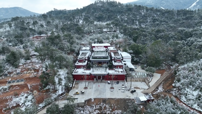 航拍于都碧玉禅寺2024年雪景