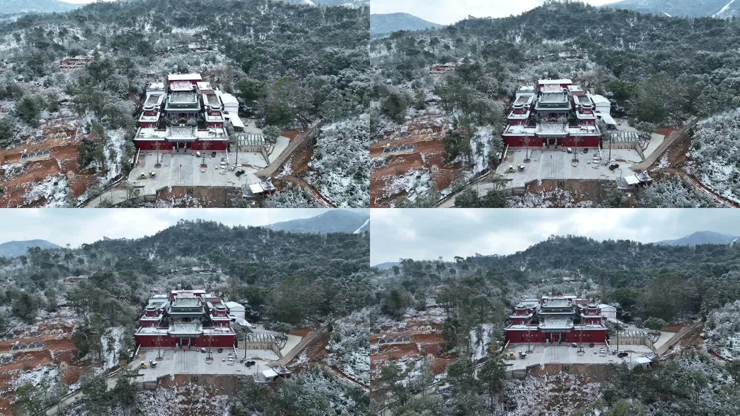 航拍于都碧玉禅寺2024年雪景