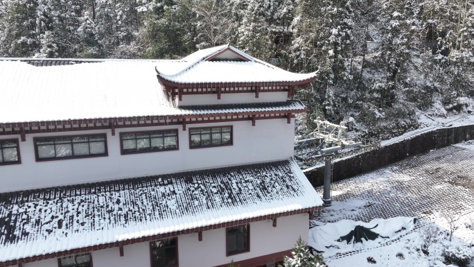 张家界天子山索道下站雪景航拍