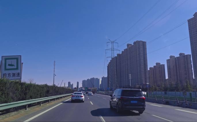 车窗外风景实拍城市高速绕城公路