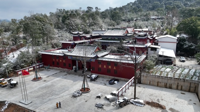 航拍于都碧玉禅寺2024年雪景