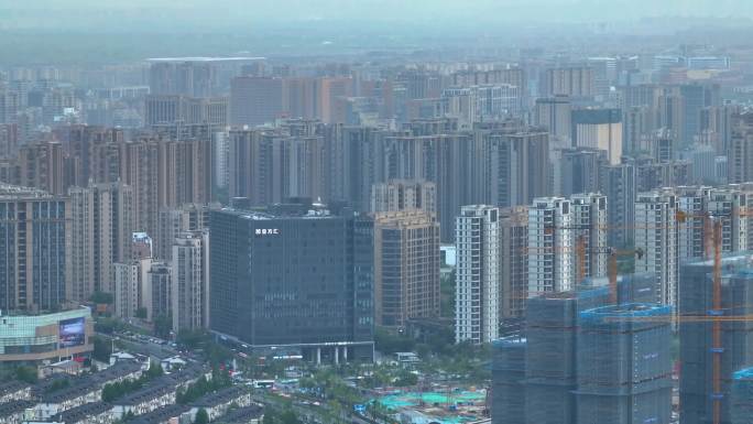 杭州市拱墅区市区高楼大厦车流航拍城市风景