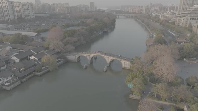 杭州 航拍 清晨 拱辰桥 大运河