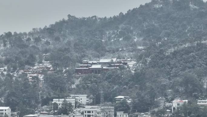 航拍于都碧玉禅寺2024年雪景