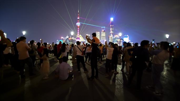 上海 建筑 射灯 灯光秀 夜景 黄浦江