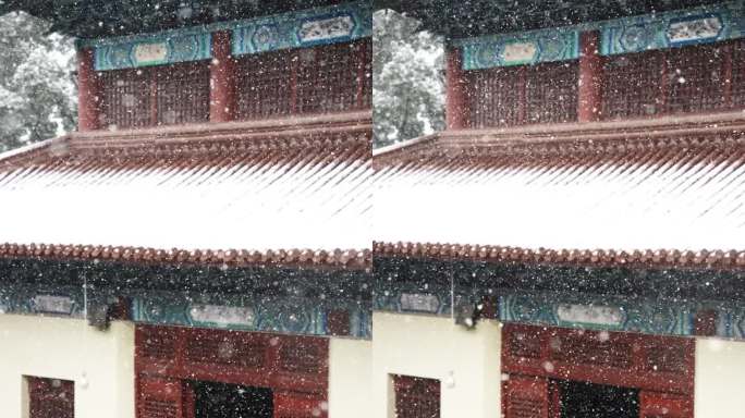 寺庙下雪天初雪冬天宗教生活素材
