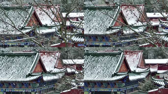 航拍于都碧玉禅寺2024年雪景