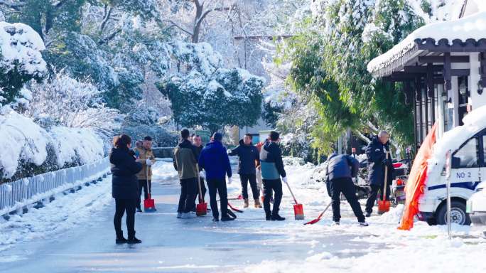 党员先锋队人工铲雪