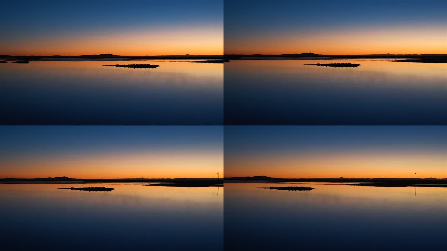 落日的湖面