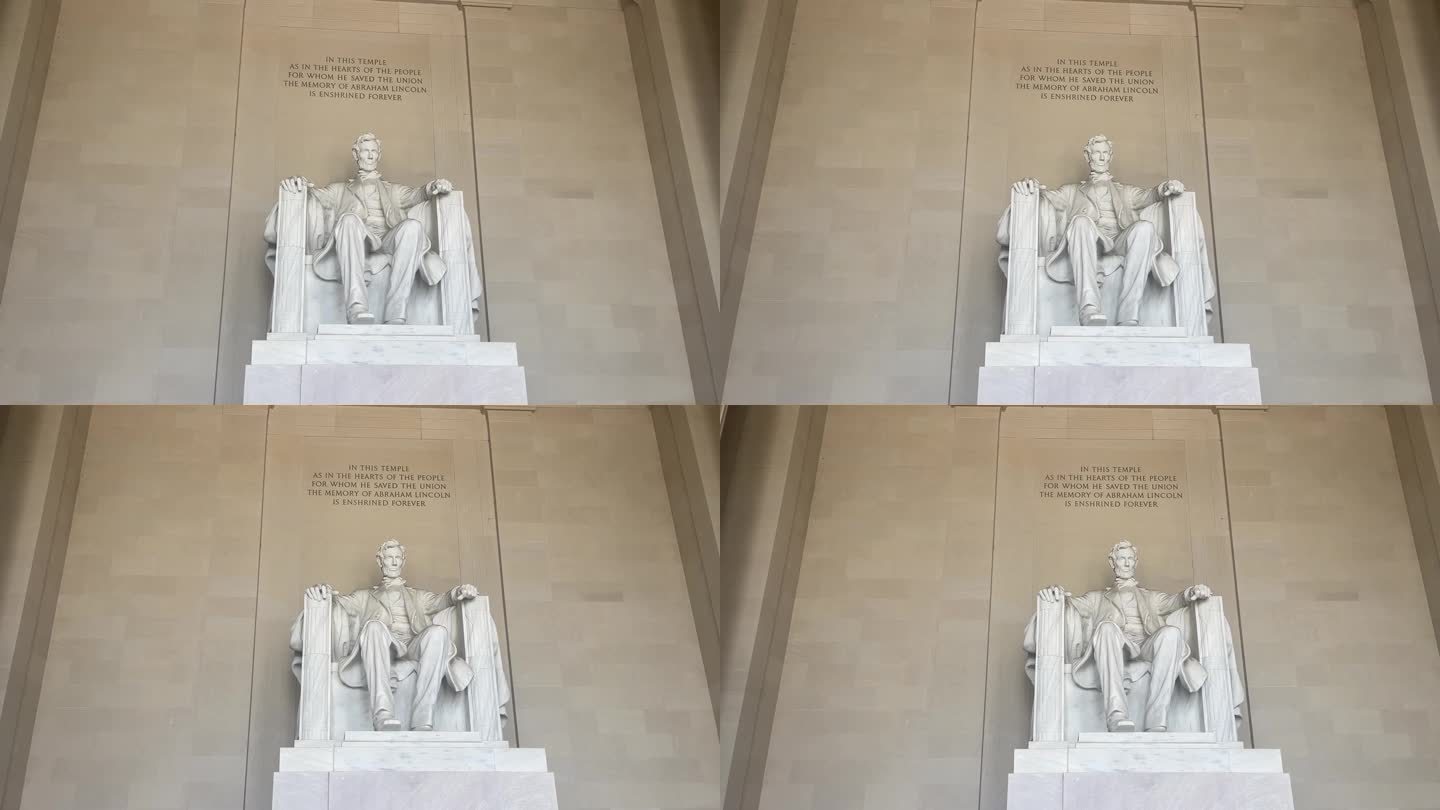 亚伯拉罕·林肯坐在国家广场纪念堂的椅子上的纪念碑和雕像。