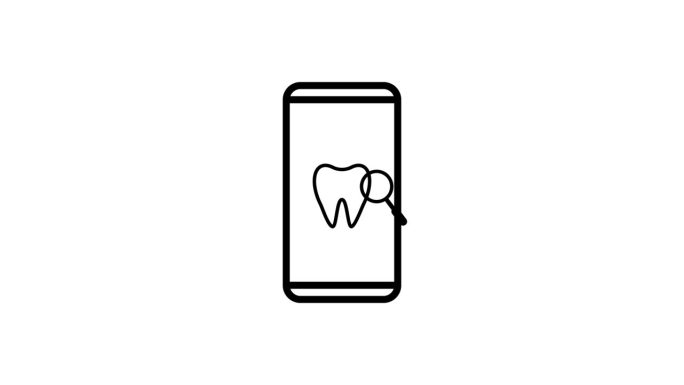 病毒搜索牙齿放大玻璃图标动画的手机