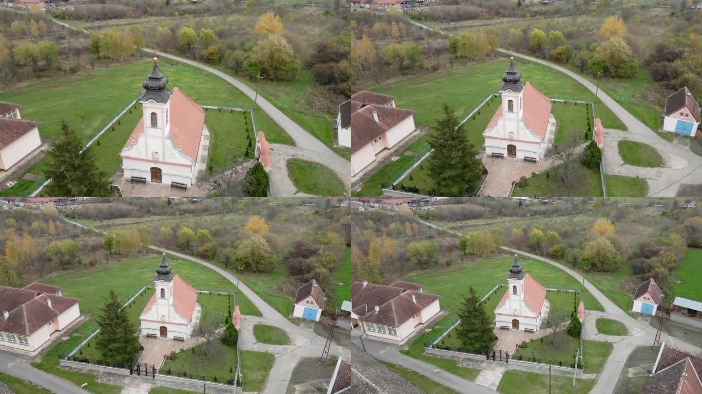 在塞尔维亚的Ritisevo村，无人机升空并占领了罗马尼亚东正教教堂