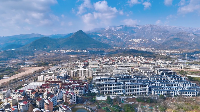 北山尖峰山雪景金华山航拍