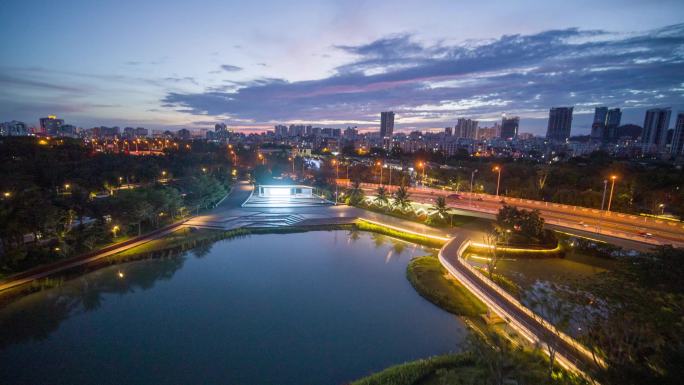 海南三亚森林城市黄昏夜景【精品】