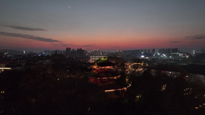 航拍江西赣州宋城旅游区夜景