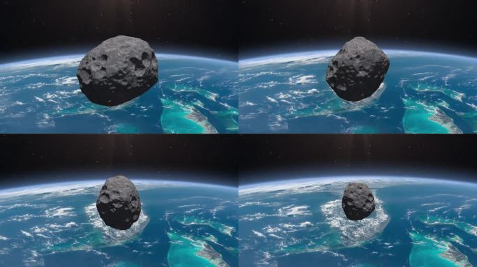 一颗小行星落向地球。