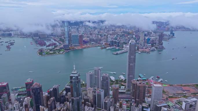 香港太平山航拍中环