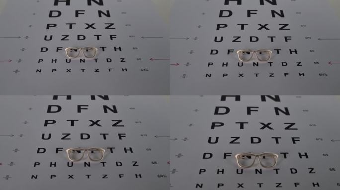 试用眼镜框和视力表在白表上测试
