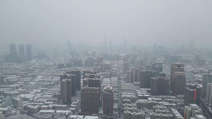 4K航拍长沙雪景长沙城市雨雪天合集7