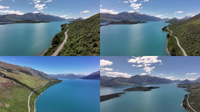 航拍新西兰格林诺奇河流自然美景