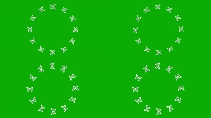 盘旋的蝴蝶圆圈运动图形与绿色的屏幕背景